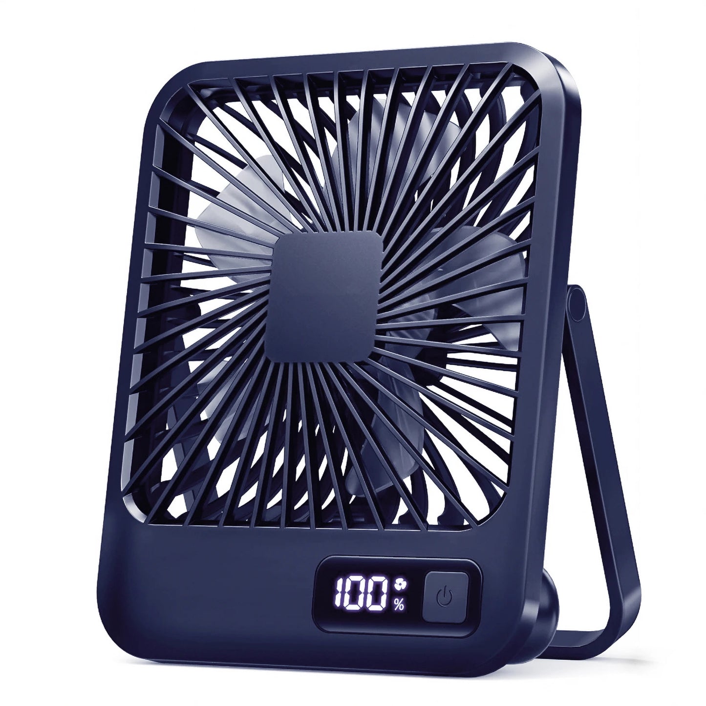 Portable USB Rechargeable Desk Fan with 180° Tilt, Folding Design, Power Display, and 5 Speed Settings for Ultra Quiet Operation