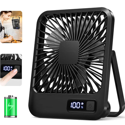 Portable USB Rechargeable Desk Fan with 180° Tilt, Folding Design, Power Display, and 5 Speed Settings for Ultra Quiet Operation