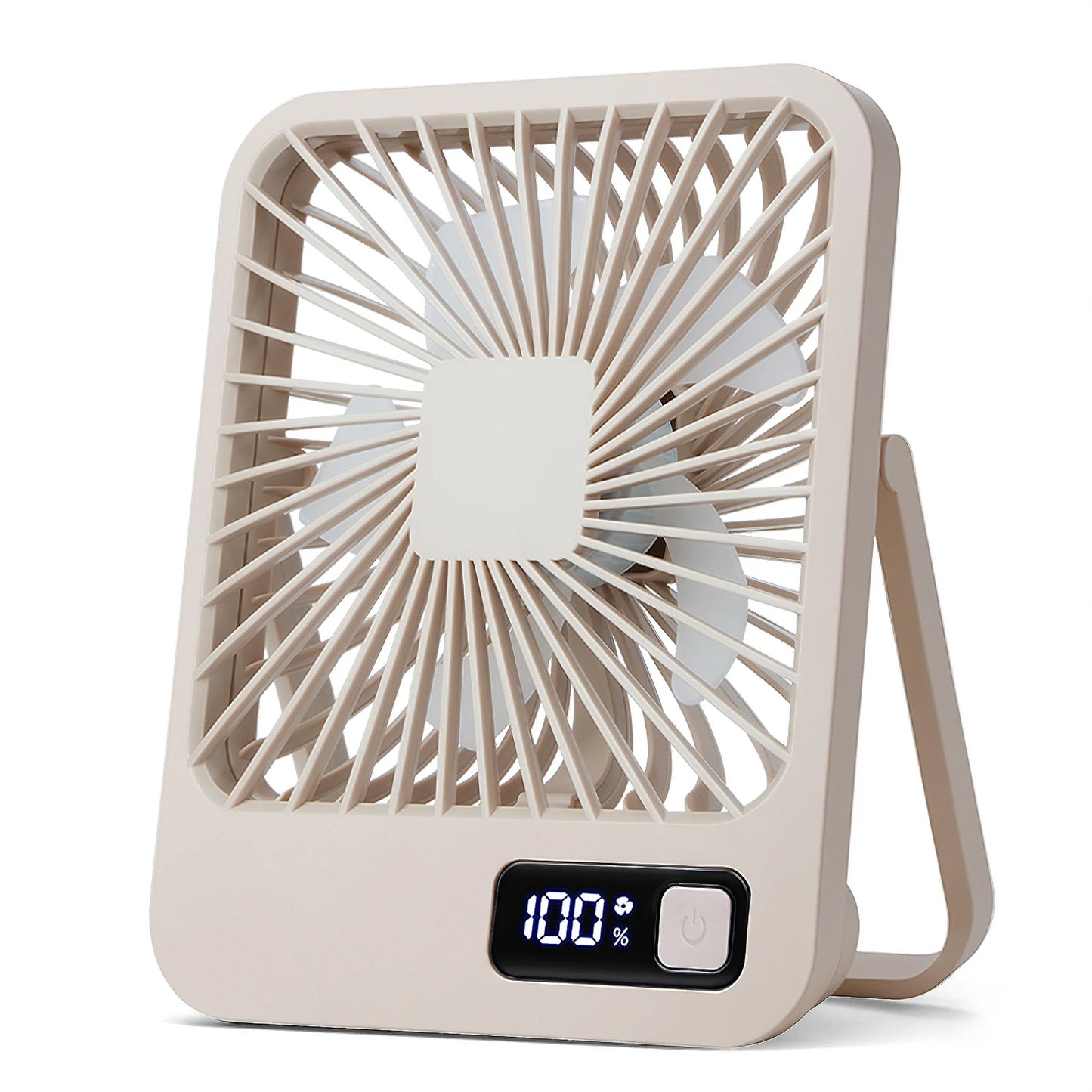 Portable USB Rechargeable Desk Fan with 180° Tilt, Folding Design, Power Display, and 5 Speed Settings for Ultra Quiet Operation