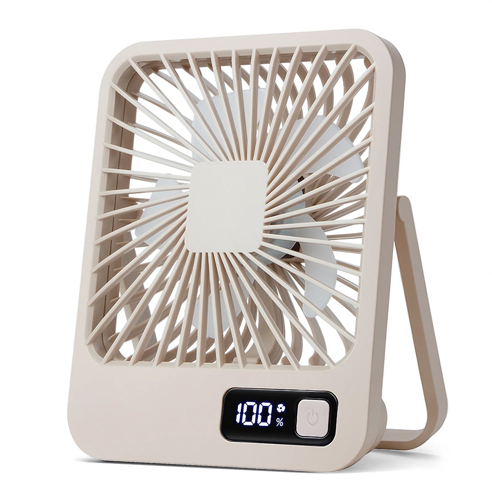 Portable USB Rechargeable Desk Fan with 180° Tilt, Folding Design, Power Display, and 5 Speed Settings for Ultra Quiet Operation